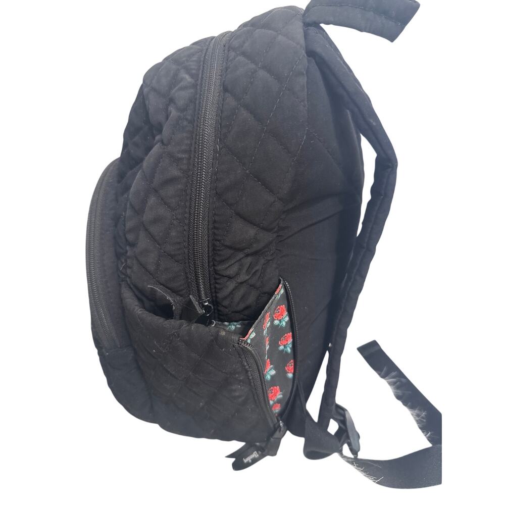 Vera Bradley Microfiber Small Backpack True Black Diamond Quilted School Travel - Picture 6 of 11